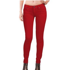 Super Stretch Low Rise Skinny Jeans, Red
